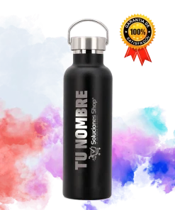 Botella Térmica de Acero Inoxidable Negra | Mantén el Calor | Regalo Personalizado