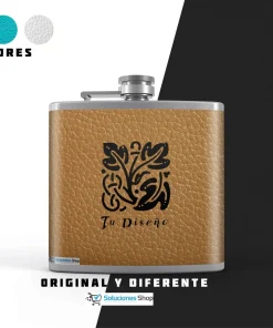 Cantimplora Café / Petaca metálica Con cuero personalizado
