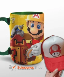 Taza de 15oz y Gorra Roja | con el diseño de Mario Bros