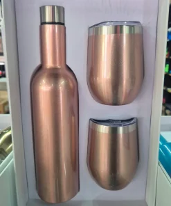 Set de 2 cocteleras y botella de oro rosa